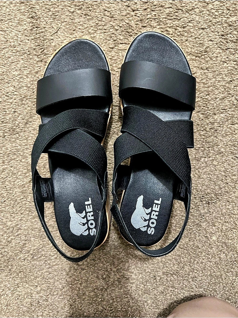 Sorel Joan Uptown Wedge Sandals in Black US 8.5